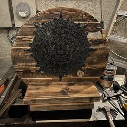 Aztec calendar wall mount shelf