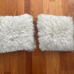 Decorative white Silver Throw Pillows