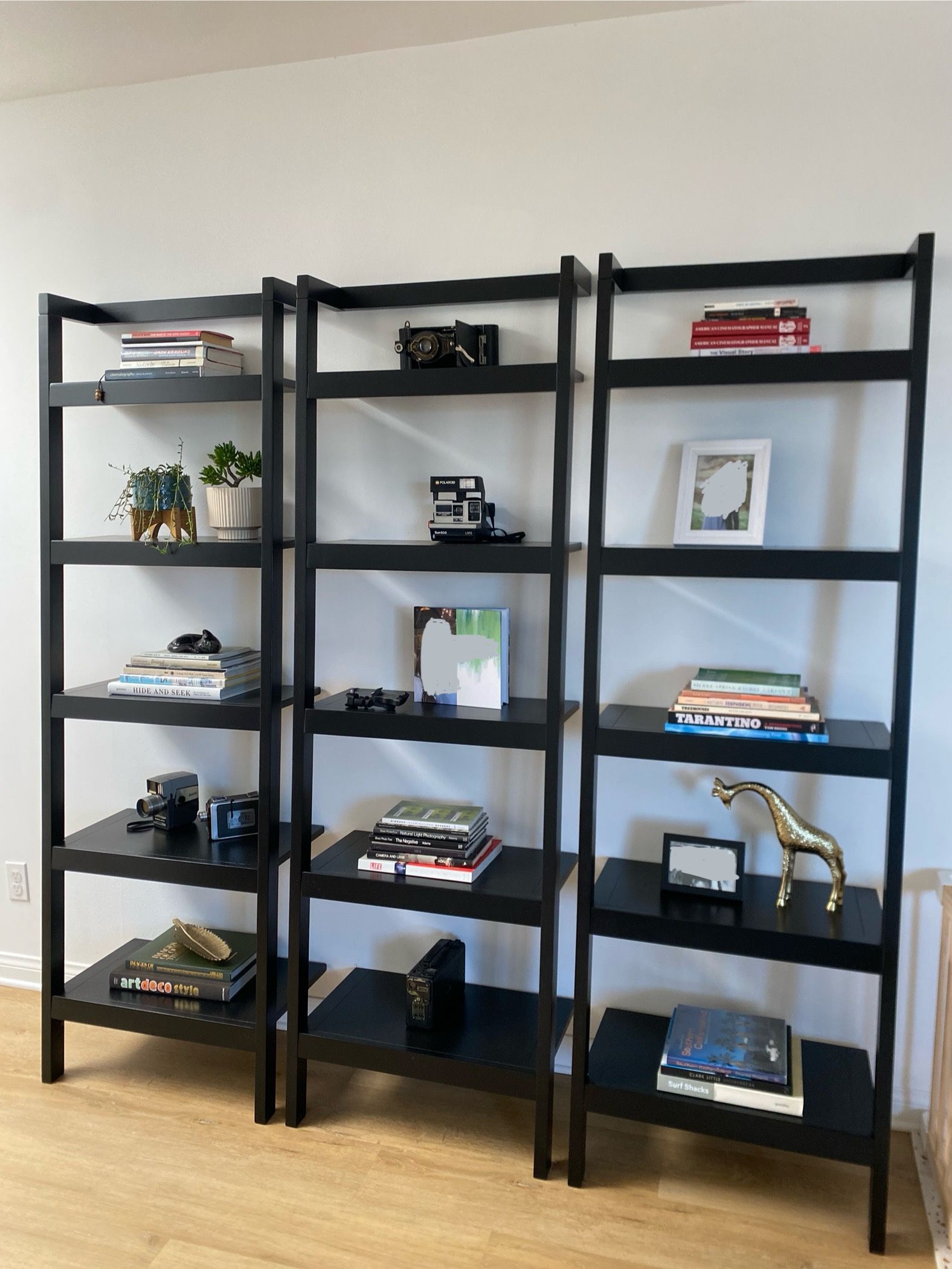 Crate & Barrel Leaning Ladder Shelf Bookshelf Bookcase Shelf Set Of Three 