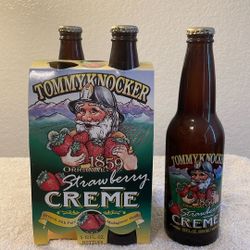4-TOMMYKNOCKER Original 1859 Strawberry Crème Brown Bottle EMPTY 12 oz