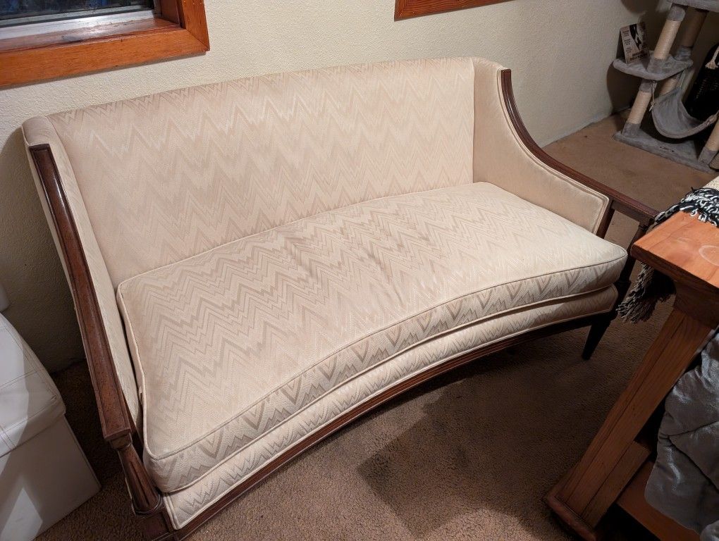 White Loveseat Antique Curved Couch