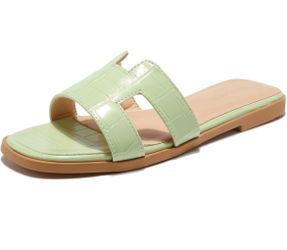 H Strap Flat Slide Sandals for Women, size 9