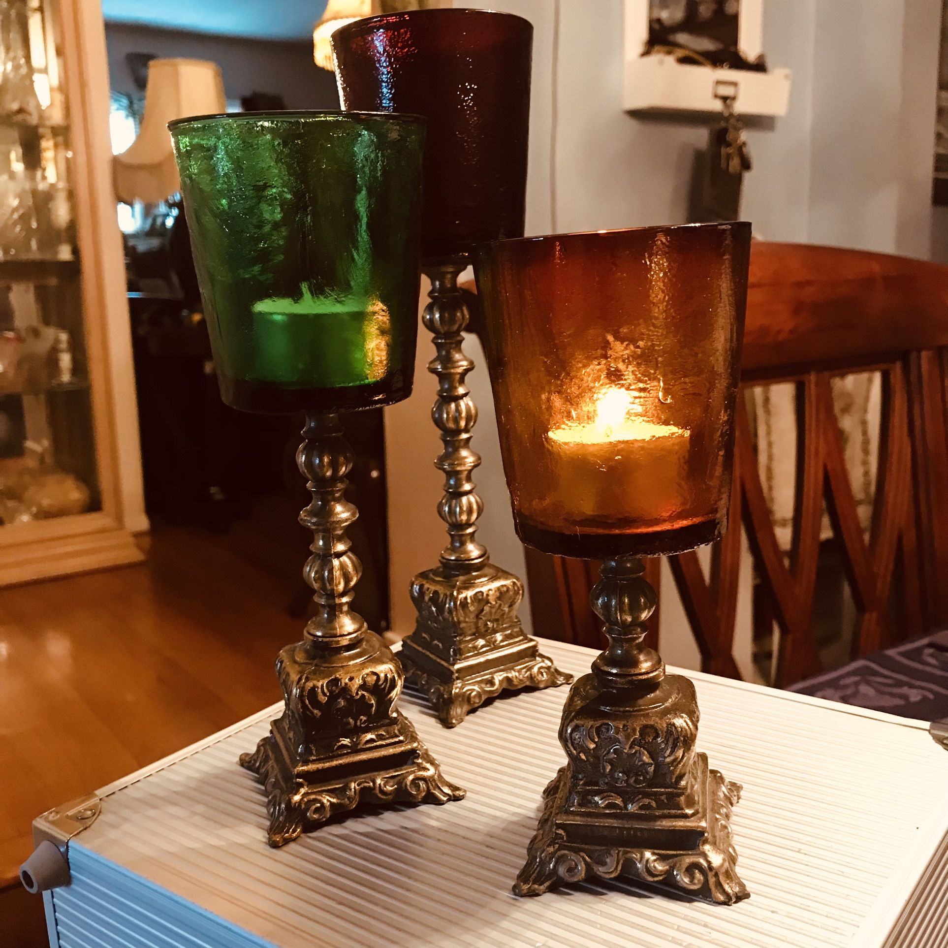 Nice Decorative Items, They can be used as Candle Holders as Shown In Pics Great As A Table Center Piece