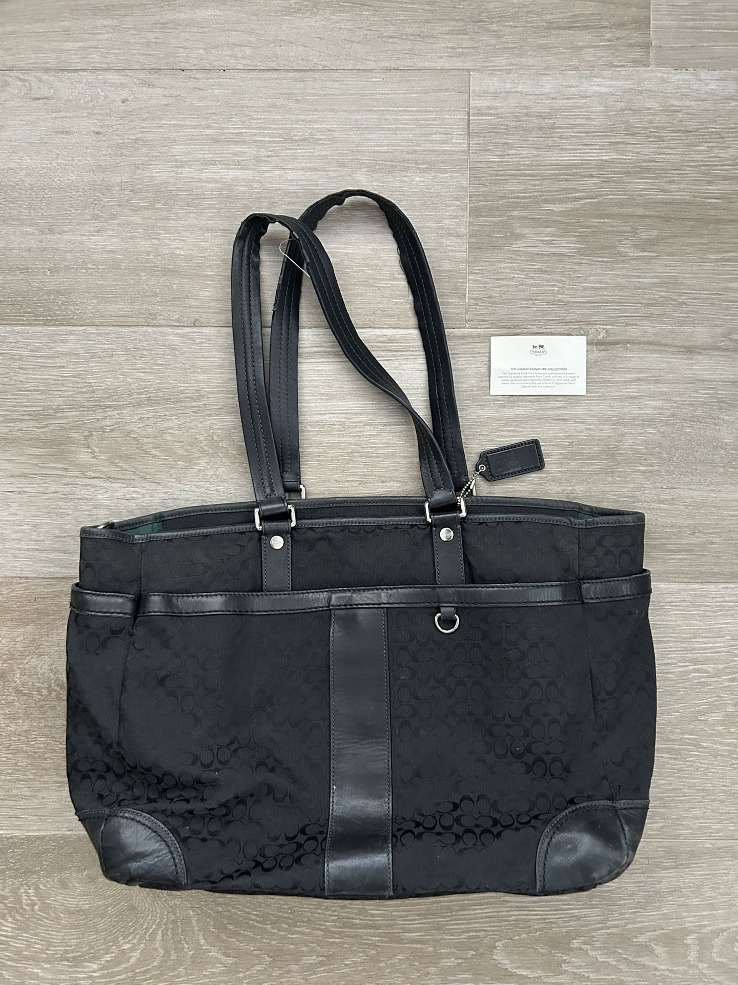 Coach Signature Large Travel Tote Bag F77156 Shoulder Purse Black Diaper Bag