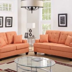 Brand New Bright Citrus Orange Sofa Set 