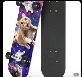 Space Cat Graphic Brand New Skateboard