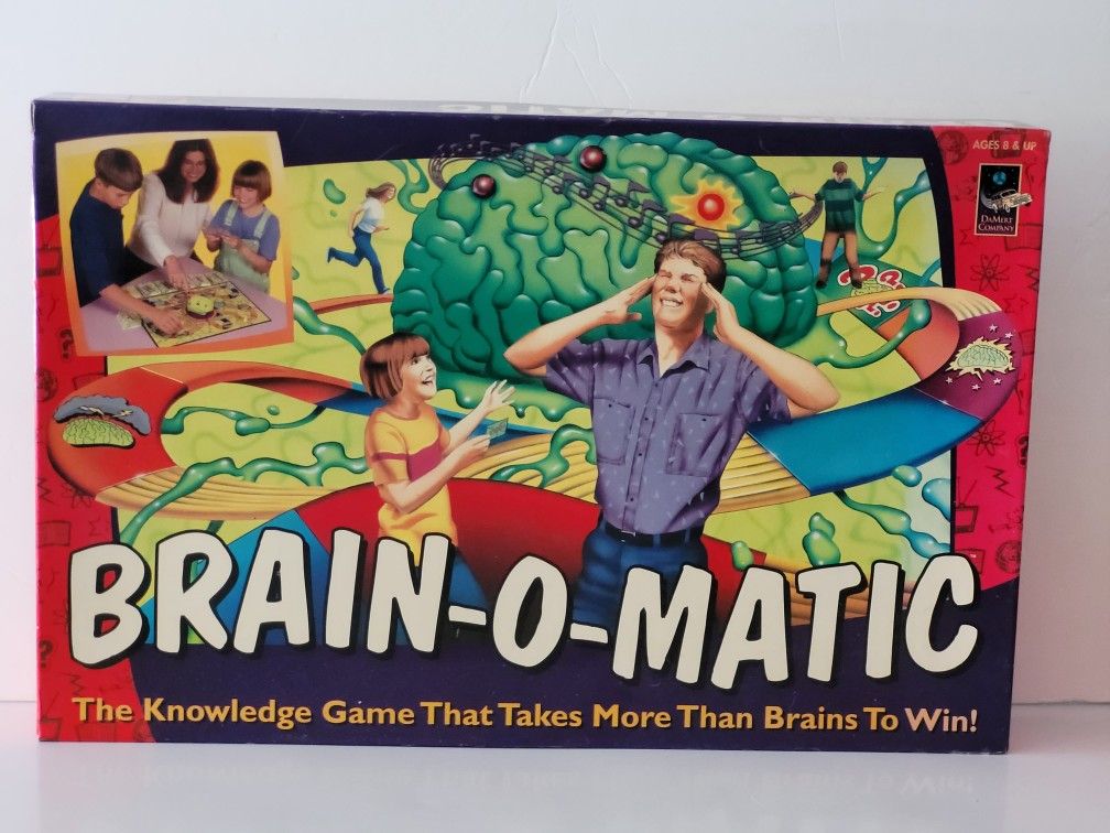 Vintage 1998 Brain-O-Matic Electronic Trivia Board Game DaMert Complete WORKS. This vintage 1998 Brain-O-Matic electronic trivia board game by Damert
