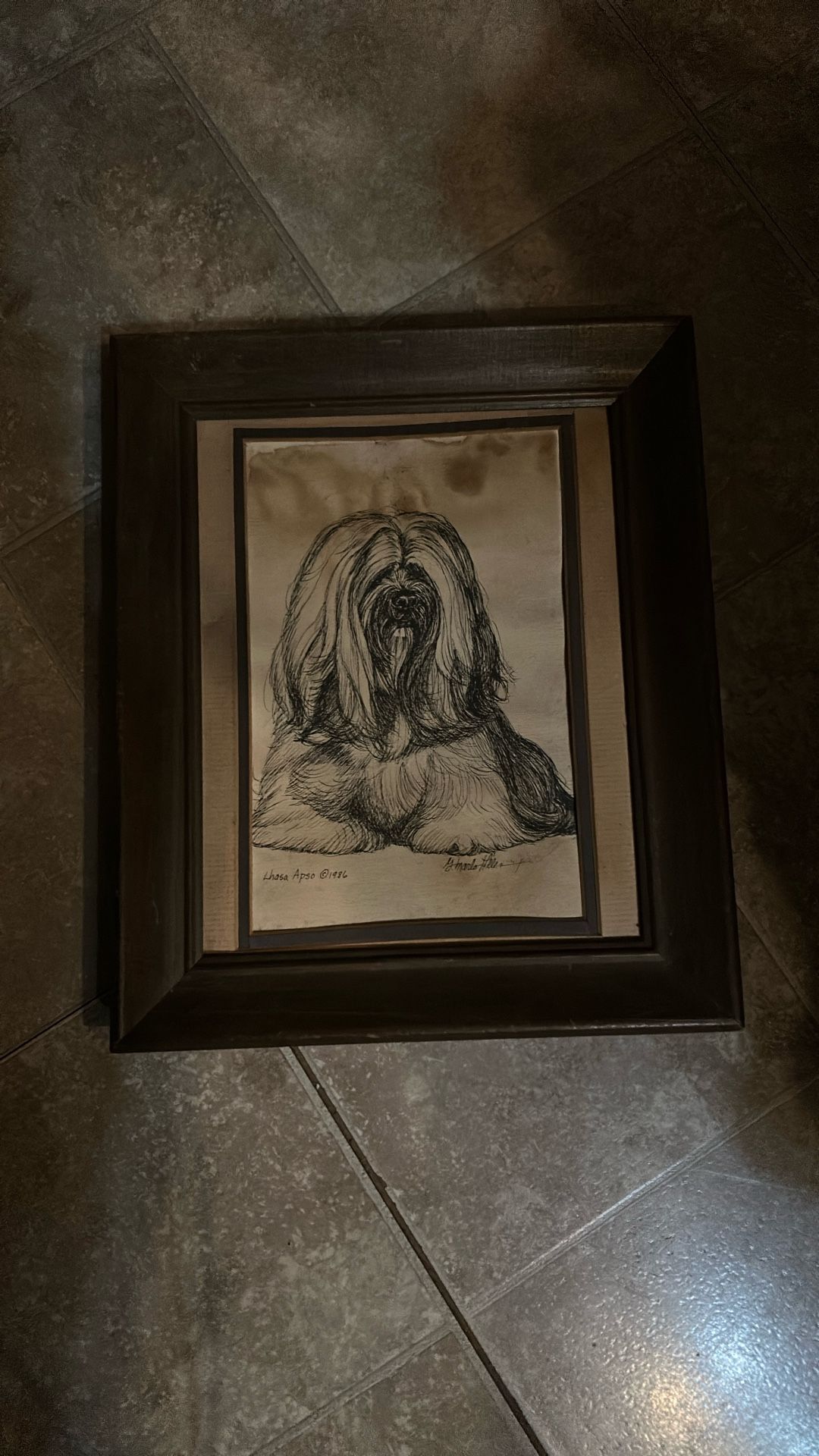 Dog drawing with frame