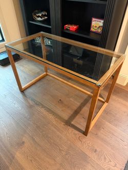 Crate and Barrel glass top desk