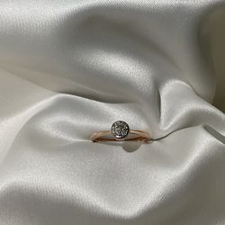 Vintage Platinum & 9k Rose Gold Diamond Ring