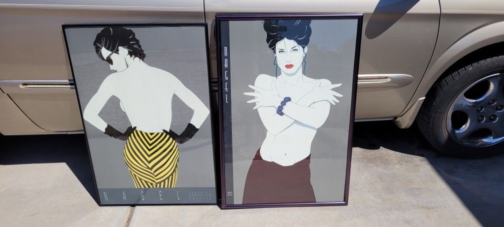 Original Patrick Nagel Art Poster Print Both framed