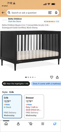 Delta Children Crib & Graco Mattress