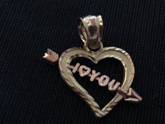 14k solid gold I love you pendants