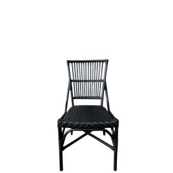 Black Rattan French Country Dining Chair