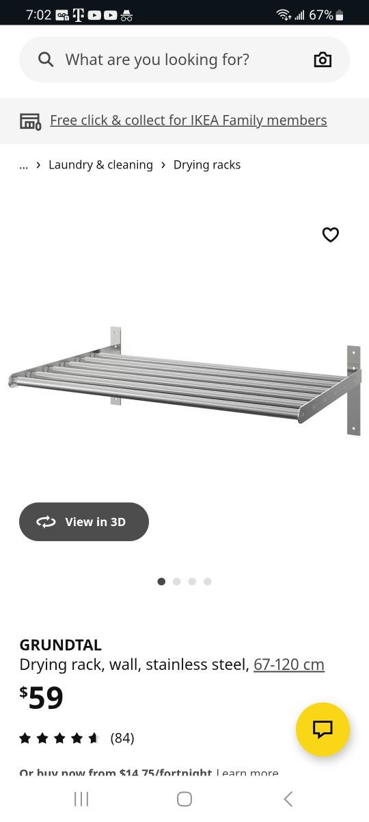 GRUNDTAL
Ikea Drying rack, wall, stainless steel, Shelf