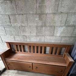 Bench With Drawers That Open At The Bottom 