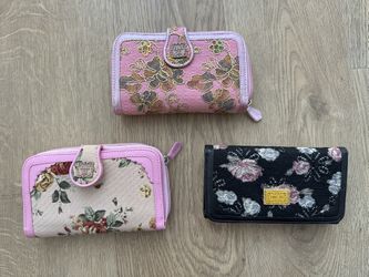 New Set of 3 Authentic ANNA SUI Floral Wallets & Beautifully Designed