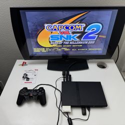 Ps2  Slim / Playstation 2 Mod / Controller / Memory Card 8Mb / Flash Drive 512Gb W/ Games / HDMI/ Cords