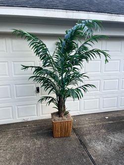 Large Artificial Palm Tree in Rattan Planter H:8 feet