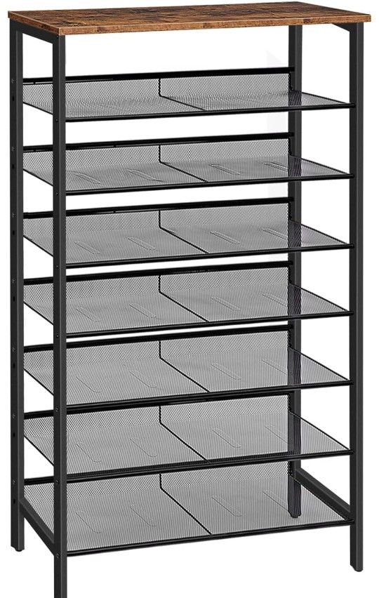 HOOBRO 8-Tier Shoe Rack, 29.5"L Shoe Shelf, Large Capacity Shoe Storage Organizer for 21-24 Pairs of Shoes, Front Door Entrance, Entryway, Hallway, Cl
