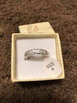 Women's white gold filled wedding engagement ring size 6