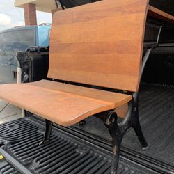 Antique Cast Iron Old Fashion School Desk/ Bench 