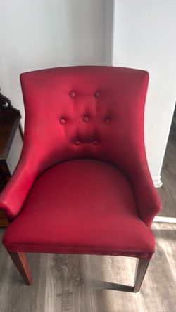 Red Tufted Upholstered Accent Chair