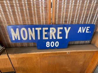 Monterey Ave. Metal Porcelain Street Sign