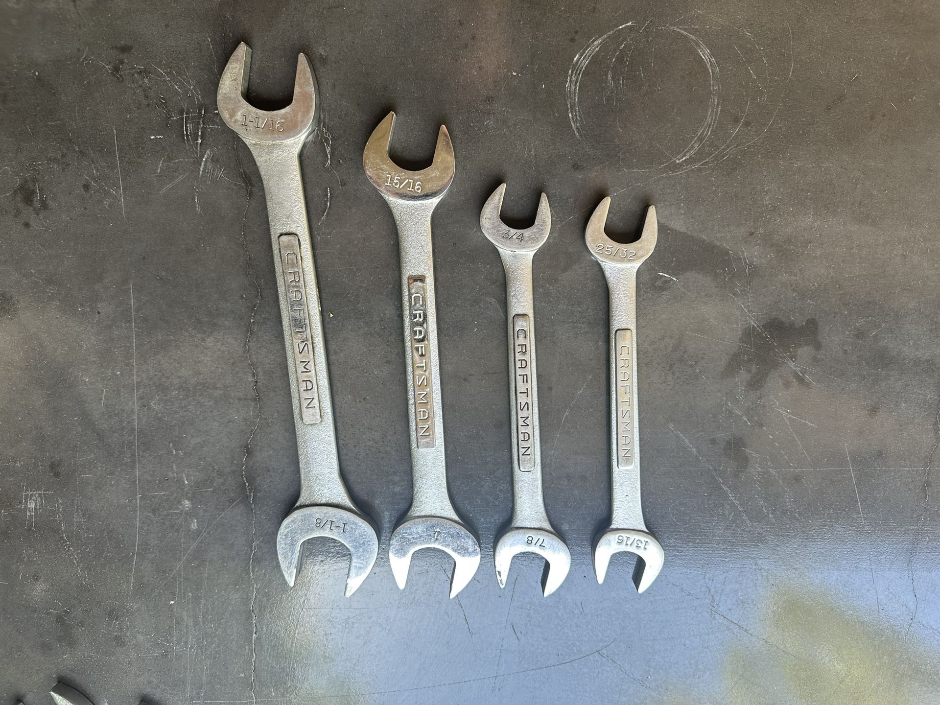 Set of 4 Vintage CRAFTSMAN USA Open-End Wrenches – SAE Fractional Sizes