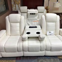 Leather Sofa Love Seat Power Electric Recliner