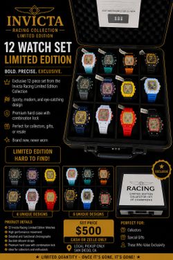 Invicta Racing Limited Edition Collector Set – 12 Watches + Exclusive Display Case