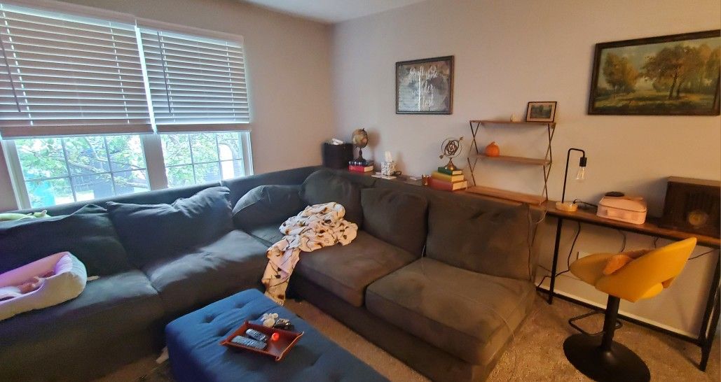 Sectional Dark Olive Green Couch Sofa