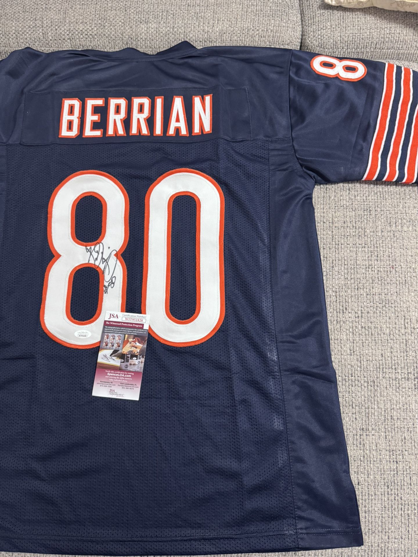 Bernard Berrian Signed Autograph Custom Jersey - JSA Coa - Chicago Bears