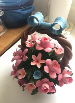 Capodimonte porcelain basket of flowers