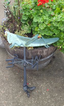 Beautiful Vintage Cast Metal Grasshopper Weathervane