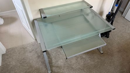 Frosted-Glass, Metal Computer Office Desk Table
