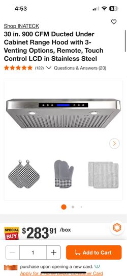 Shop INATECK 30 in. 900 CFM Ducted Under Cabinet Range Hood with 3-Venting Options, Remote, Touch Control LCD in Stainless Steel