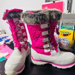 NEW! Pink Winter Boots with Fur Trim -Size 3