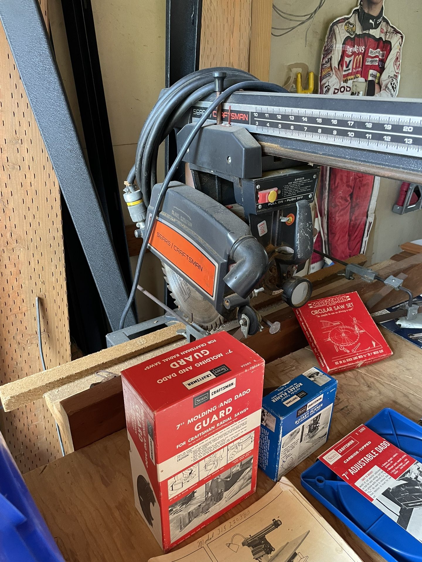 Sears/Craftsman Radial Saw With Extra Blades And Accessories.