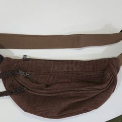 Fashion Dark Brown Corduroy Crossbody Bag Men's, Women's Fanny Pack Versatile