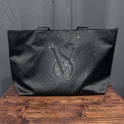 Victoria's Secret Black Sparkle Tote Bag.