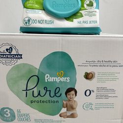 Pampers size 3 + baby wipes $25 for all 