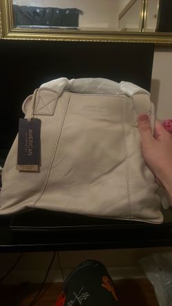 American Leather Co. Ada Triple Entry Satchel Purse - Stone - New