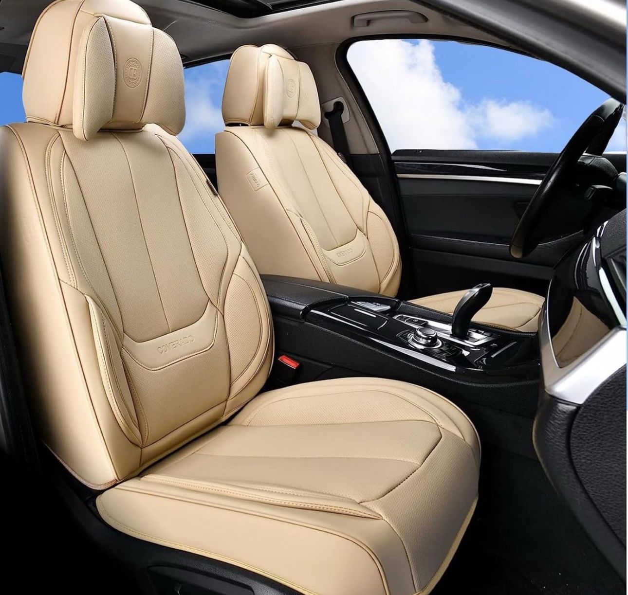 Coverado Seat Covers, Car Seat Protector Waterproof, Beige Seat Covers Ca