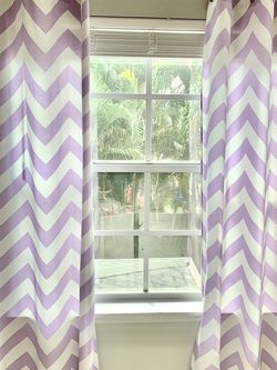 Purple Chevron Curtain Panels - 4