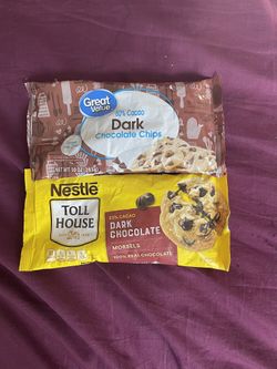 Dark Chocolate Chips, One Dollar Per Bag.