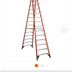 14' Fiberglass Twin Step Ladder 