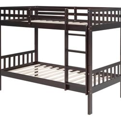 Brand New Espresso Twin/Twin Bunk Bed Frame (Mattress NOT Included)