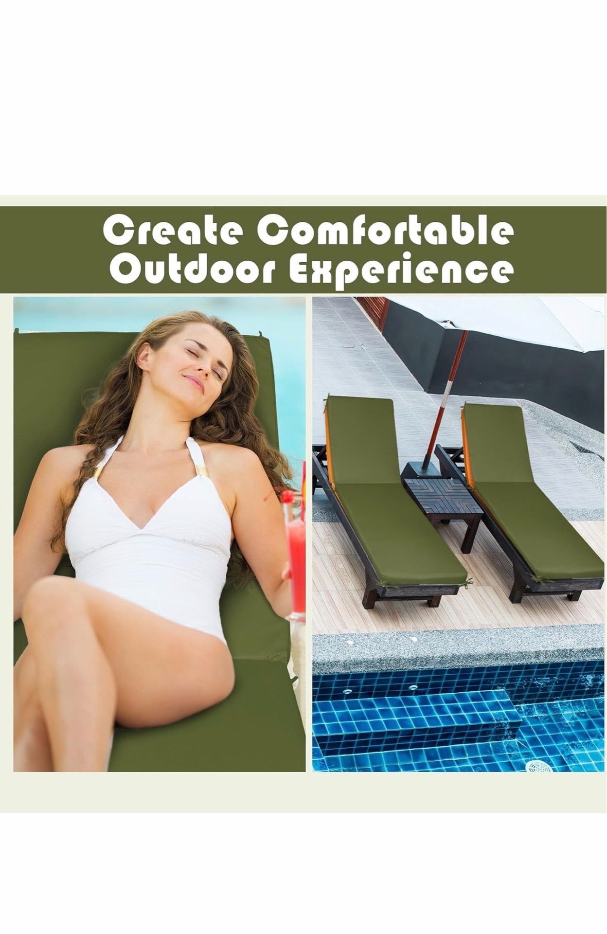 TRP Universal Fit Ergonomic Design 4" Thick Foam Chaise Lounge Patio Cushions for Outdoor Furniture Set of 4| Light Sage Greencolor Zipper Closure Bea