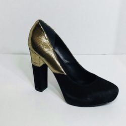 Belle Sigerson Morrison Black Suede and gold heels
